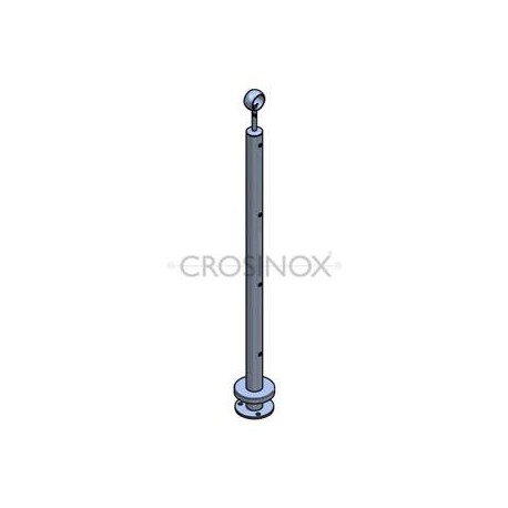 POTEAU DE GARDE-CORPS D42,4 X 2,0 MM,AISI304, 4XTROU DEBOUCH. D12,2