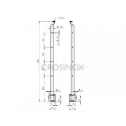 POTEAU ANGLE DE GARDE-CORPS D42,4X2,0MM,AISI304, 8X TROU ANGLE D12,2 MM