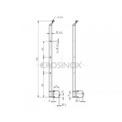 POTEAU ANGLE DE GARDE-CORPS D42,4X2,0MM,AISI304, 6X TROU ANGLE D12,2 MM