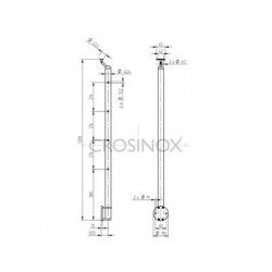 POTEAU DE GARDE-CORPS D42,4 X 2,0 MM,AISI304, PERCAGE 4 X D12,2