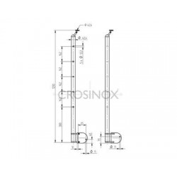POTEAU ANGLE DE GARDE-CORPS D42,4X2,0MM,AISI304, 10X TROU ANGLE D12,2 M