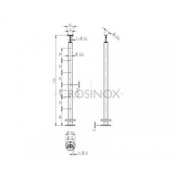 POTEAU DE GARDE-CORPS D42,4 X 2,0 MM,AISI304, 6X TARAUDAGE M6