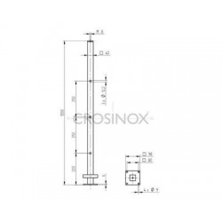 POTEAU DE GARDE-CORPS D40 X 2,0 MM,AISI304 3X TROU BORGNE D12,2MM