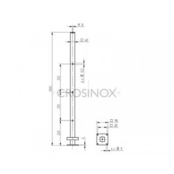 POTEAU DE GARDE-CORPS D40 X 2,0 MM,AISI304 6X TROU ANGLE D12,2 MM,