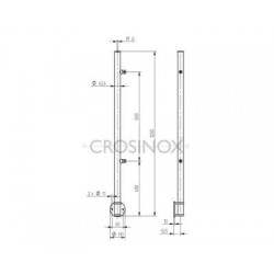 POTEAU DE GARDE-CORPS D42,4 X 2,0 MM,AISI304 AVANCE M. 2 SUPPORTS TÔLE