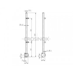 POTEAU DE GARDE-CORPS D42,4 X 2,0 MM,AISI304 AVANCE M. 4 SUPPORTS TÔLE