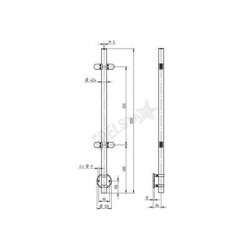 POTEAU A L'ANGLAISE D42,4X2,0MM, H1200MM,4 PINCES VERRE 8-10MM, AISI304 BROSSE