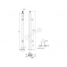 POTEAU EXTREM. D42,4X2,0MM, H970MM,2 PINCES VERRE 8-10MM,AISI304 POLI MIROIR