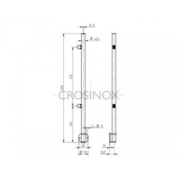 POTEAU DE GARDE-CORPS D42,4 X 2,0 MM,AISI304 AVANCE, 2 PINCES DROITE