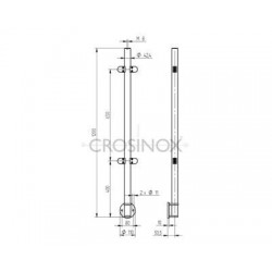 POTEAU DE GARDE-CORPS D42,4 X 2,0 MM,AISI304 AVANCE, 4 PINCES A VERR