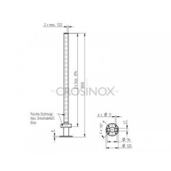POTEAU DE GARDE-CORPS D48,3 X 1,5 MM,AISI304 DOUBLE TUBE A GORGE 27