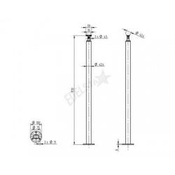 POTEAU SUPPORT D42,4X2,0MM, H970MM,AISI304 BROSSE