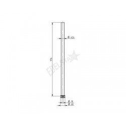 POTEAU  D42,4X2,0MM, H970MM,,MONTAGE EN RAMPE, AISI304 BROSSE