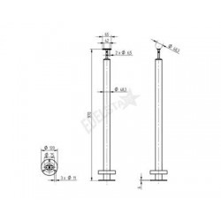 POTEAU SUPPORT D48,3X2,0MM, H970MM,AISI304 BROSSE