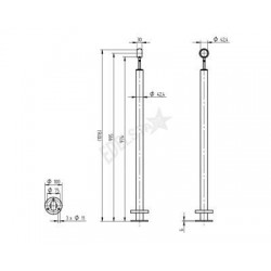 POTEAU SUPPORT D42,4X2,0MM,AISI304 BROSSE