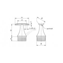 SUPPORT FIXE SUR POTEAU D42,4X2,0MM,PLATINE POUR D42,4MM, AISI304 BROSSE