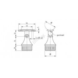 SUPPORT ORIENTABLE SUR POTEAU D42,4X2,0MM,PLATINE POUR D42,4MM, AISI304 BROSSE