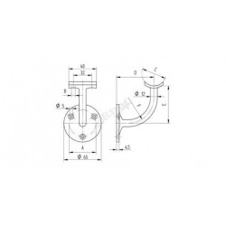 SUPPORT MAIN-COURANTE, POUR D42,4X2MM,AISI304 BROSSE