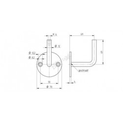 SUPPORT MAIN-COURANTE, PLATINE D70X4MM,TARAUDAGE M6, AISI304 BROSSE