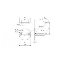 SUPPORT MAIN-COURANTE, POUR D42,4MM,PLATINE 70X4MM, AISI304 BROSSE