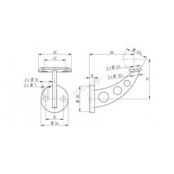 SUPPORT MAIN-COURANTE, POUR D42,4MM,AISI304 BROSSE