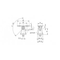 SUPPORT DE TUBE PLAT,SUR POTEAU, AISI304 BROSSE