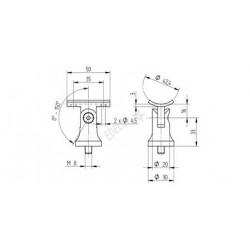 SUPPORT DE TUBE 42,4MM,SUR POTEAU, AISI304 BROSSE