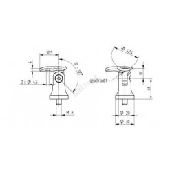 SUPPORT D'ANGLE DE TUBE 42,4MM,SUR POTEAU, AISI304 BROSSE