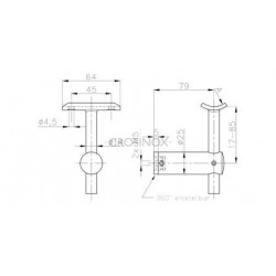 SUPPORT MAIN COURANTE POUR TUBE PLAT,AISI316 BROSSE