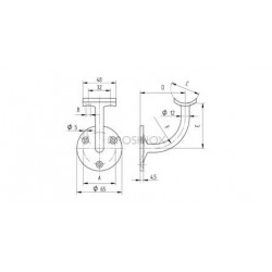 SUPPORT MAIN COURANTE POUR TUBE D42,4MM,AISI316 BROSSE
