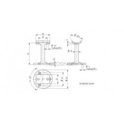 SUPPORT MAIN COURANTE POUR TUBE D42,4MM,AISI316 BROSSE