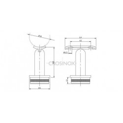 SUPPORT SUR TUBE 42,4MMX2,0MM,ANGLE REGLABLE, AISI304 BROSSE