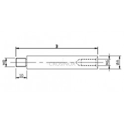RACCORD DROIT, L75MM, D14MM, FILETE M8,TARAUDAGE M6, AISI304 BROSSE